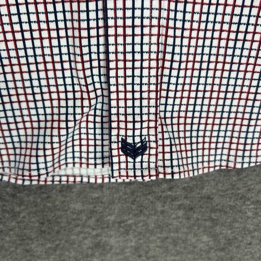 Butter Cloth Shirt Mens Large White Blue red Checked Button Up‎ Geometric Preppy - Picture 6 of 14